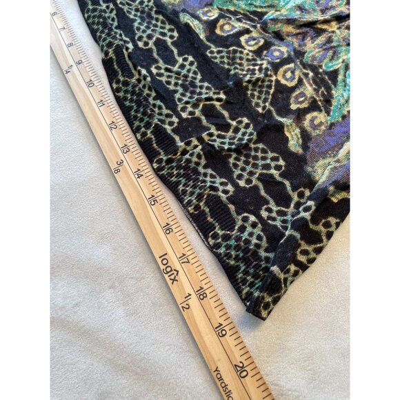 Nic &  & Zoe Abstract Print Long Sleeve V-Neck Top Size M Stretch Knit Y2K - Picture 5 of 7